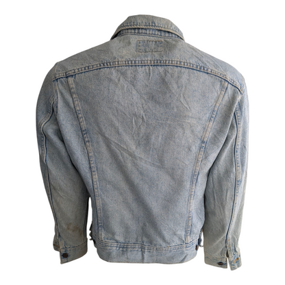 Vintage Lee Denim Jacket Made in USA 100% Cotton Blue Jean Trucker Size M - USASTARFASHION