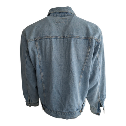 Wrangler Hero Men’s Denim Trucker Jacket Blue 100% Cotton Size L Large - USASTARFASHION