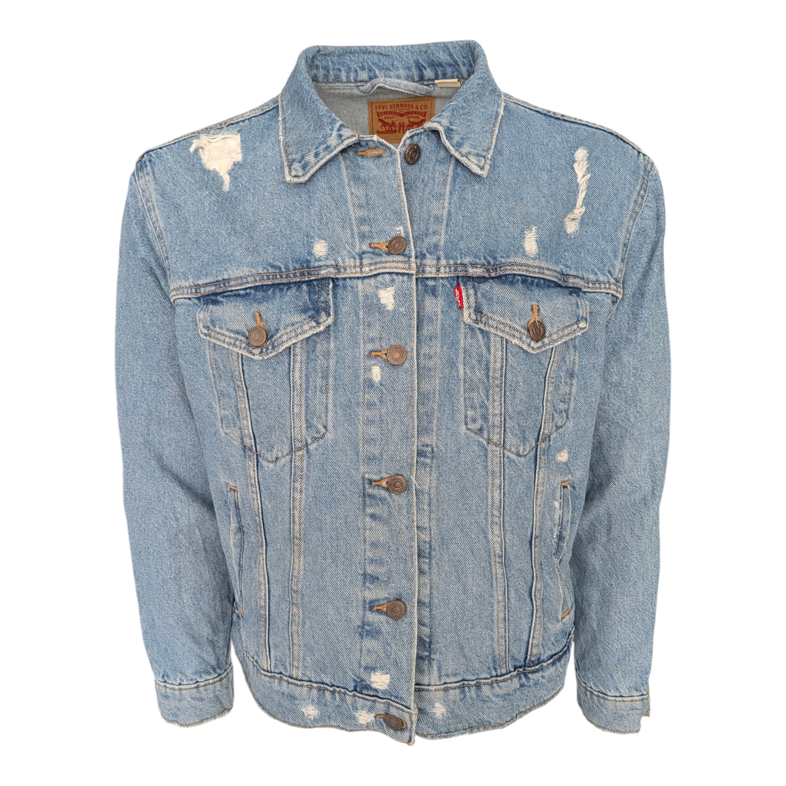 Levi’s Men’s Distressed Blue Denim Trucker Jacket – Size XL - USASTARFASHION