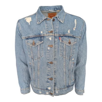 Levi’s Men’s Distressed Blue Denim Trucker Jacket – Size XL - USASTARFASHION