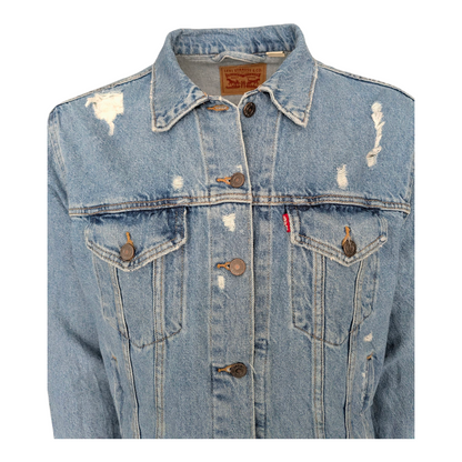 Levi’s Men’s Distressed Blue Denim Trucker Jacket – Size XL - USASTARFASHION