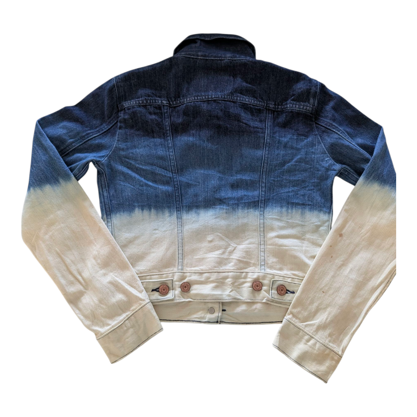 Levi’s Women’s Denim Jacket XS Blue White Ombre Gradient Trucker Style - USASTARFASHION
