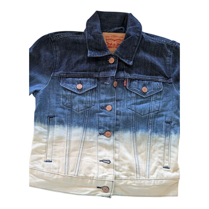 Levi’s Women’s Denim Jacket XS Blue White Ombre Gradient Trucker Style - USASTARFASHION