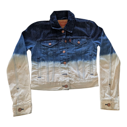 Levi’s Women’s Denim Jacket XS Blue White Ombre Gradient Trucker Style - USASTARFASHION