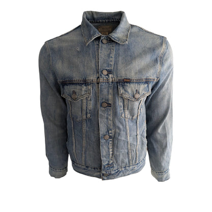 Polo Ralph Lauren Vintage Denim Jacket Faded Distressed Blue Size M - USASTARFASHION