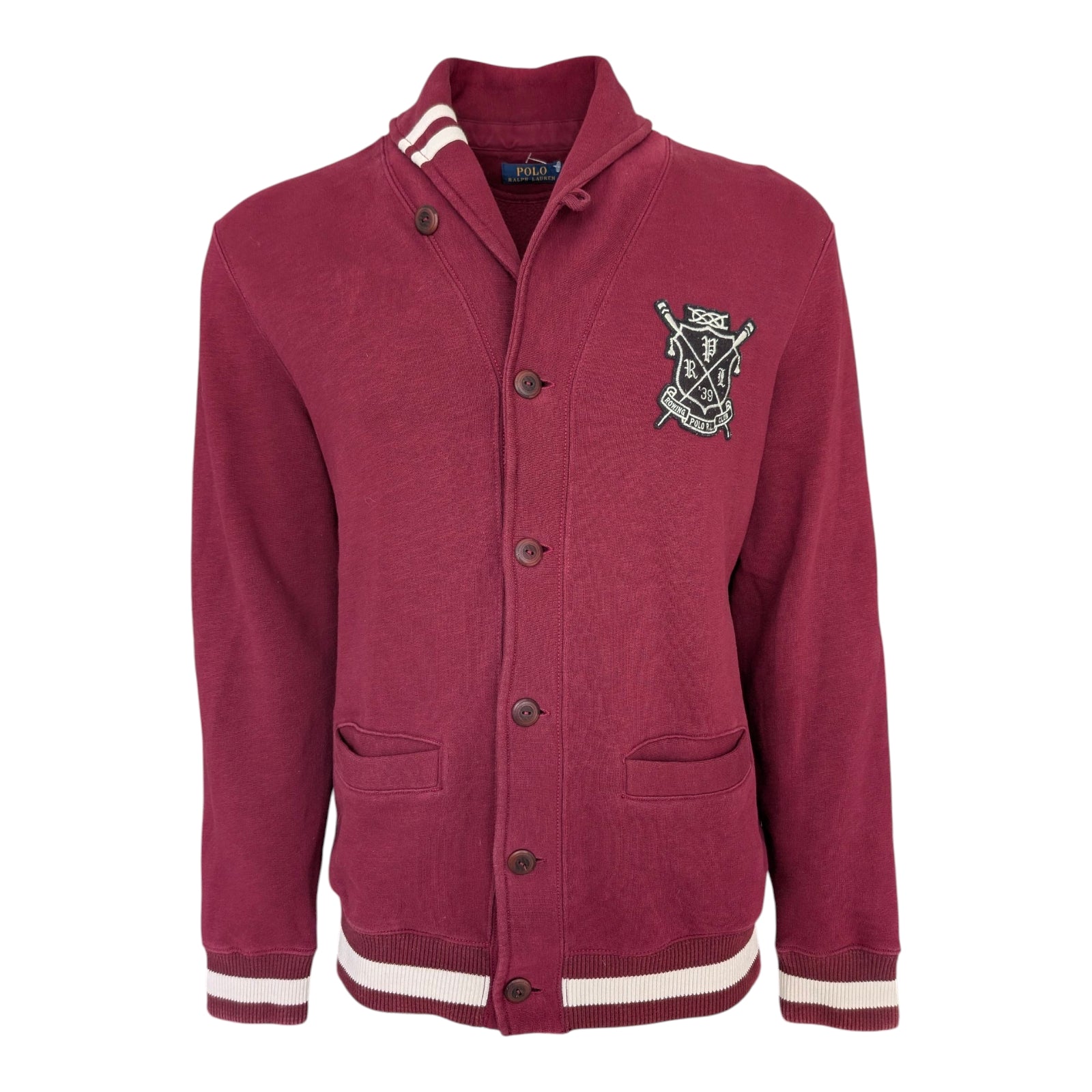 Polo Ralph Lauren Burgundy Rowing Club Shawl Collar Cardigan Men's Size M