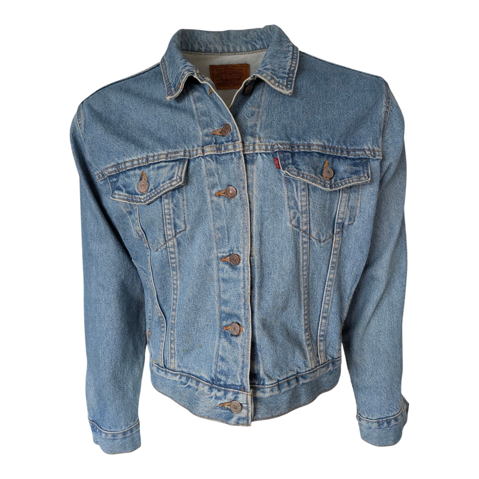 Levi’s Vintage 90s Denim Trucker Jacket Light Blue Size S PTP 20" Classic - USASTARFASHION