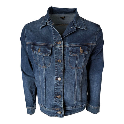 Lee Women’s XL Denim Jacket – Dark Wash Stretch Jean Trucker Coat – Classic Lee