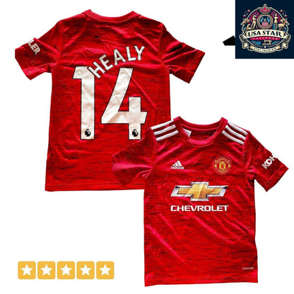 Adidas 2020/21 Manchester United Home Jersey Youth Small Custom "Healy" 14 AEROREADY - USASTARFASHION