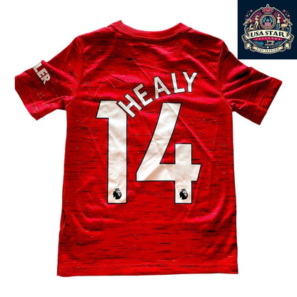Adidas 2020/21 Manchester United Home Jersey Youth Small Custom "Healy" 14 AEROREADY - USASTARFASHION