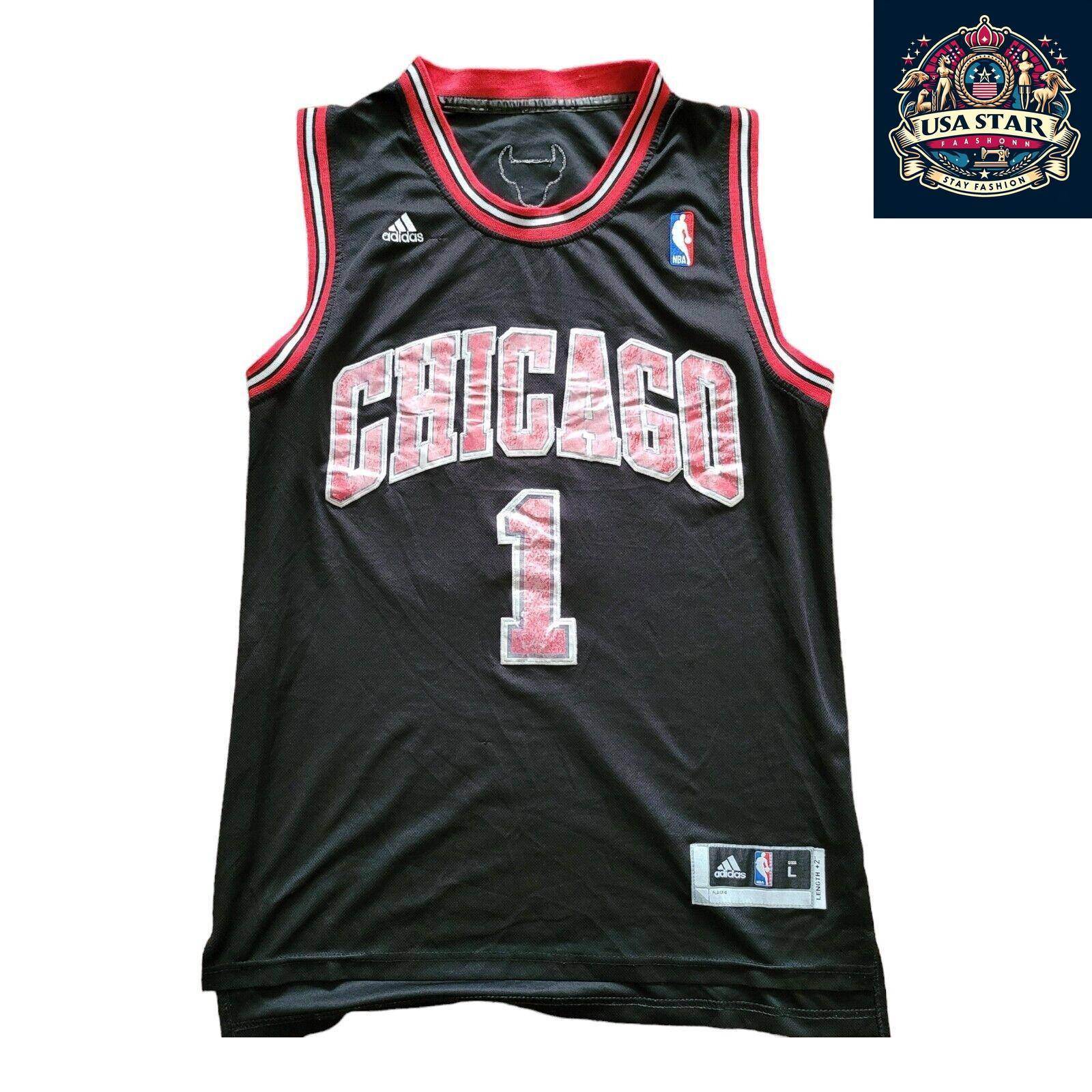 Adidas Chicago Bulls Jersey 1 Derrick Rose Vintage Large Nostalgic NBA Basketball Apparel - USASTARFASHION