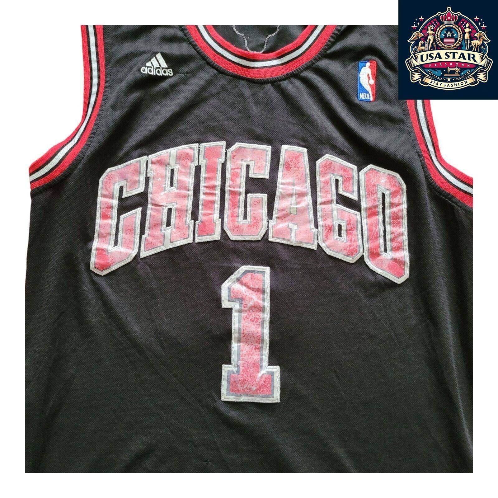 Adidas Chicago Bulls Jersey 1 Derrick Rose Vintage Large Nostalgic NBA Basketball Apparel - USASTARFASHION