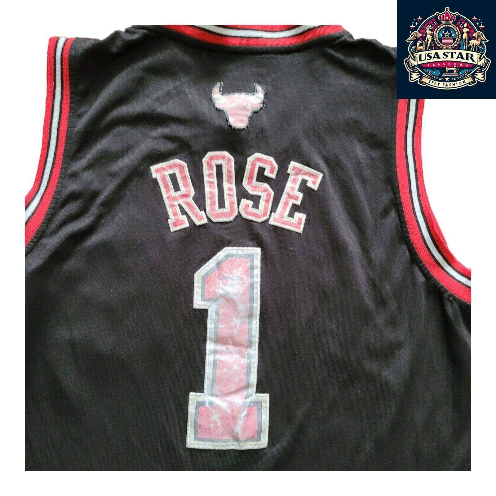 Adidas Chicago Bulls Jersey 1 Derrick Rose Vintage Large Nostalgic NBA Basketball Apparel - USASTARFASHION