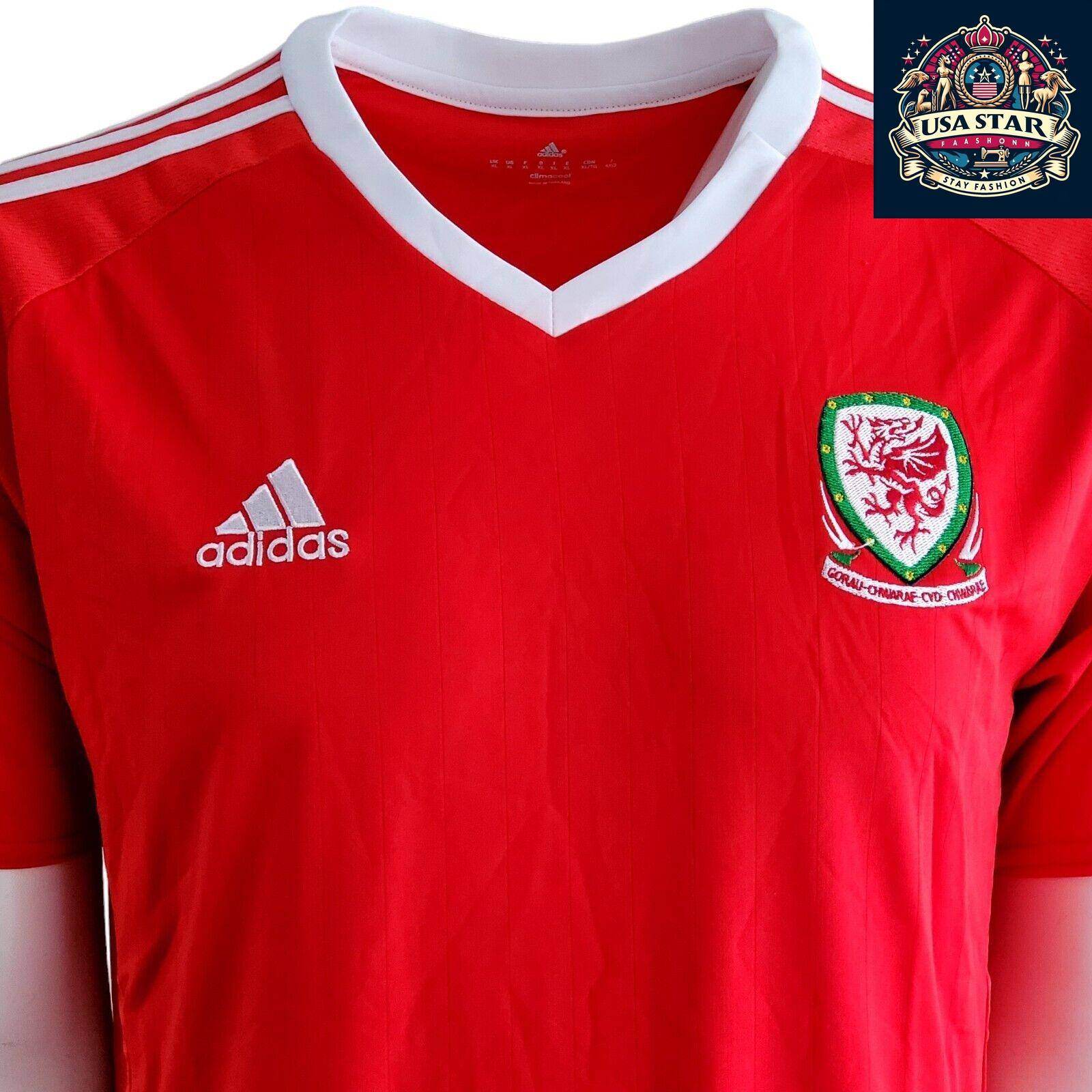 Adidas Climacool Welsh International Football Shirt Red Men's XLarge - Moisture - Wicking Comfort - USASTARFASHION