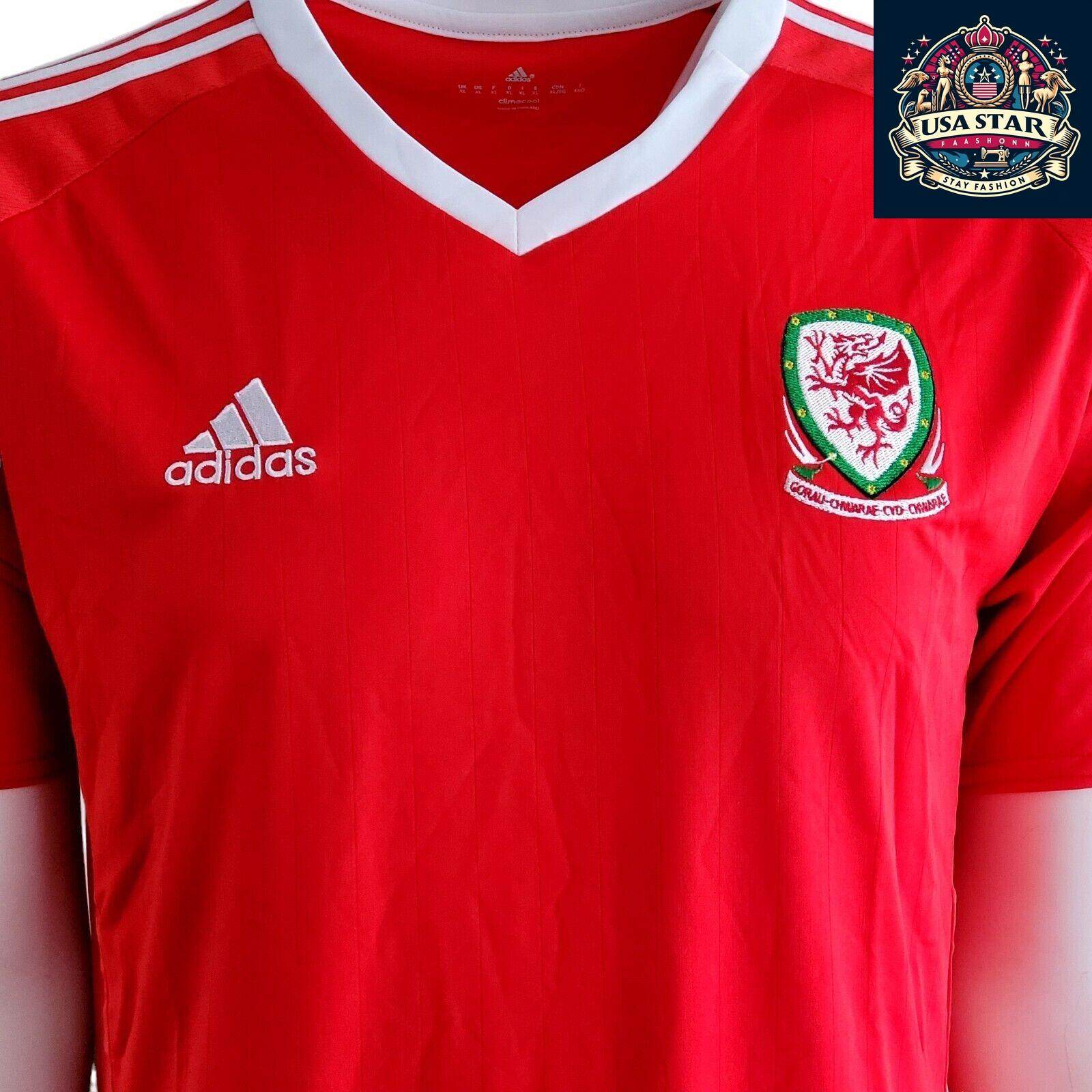 Adidas Climacool Welsh International Football Shirt Red Men's XLarge - Moisture - Wicking Comfort - USASTARFASHION