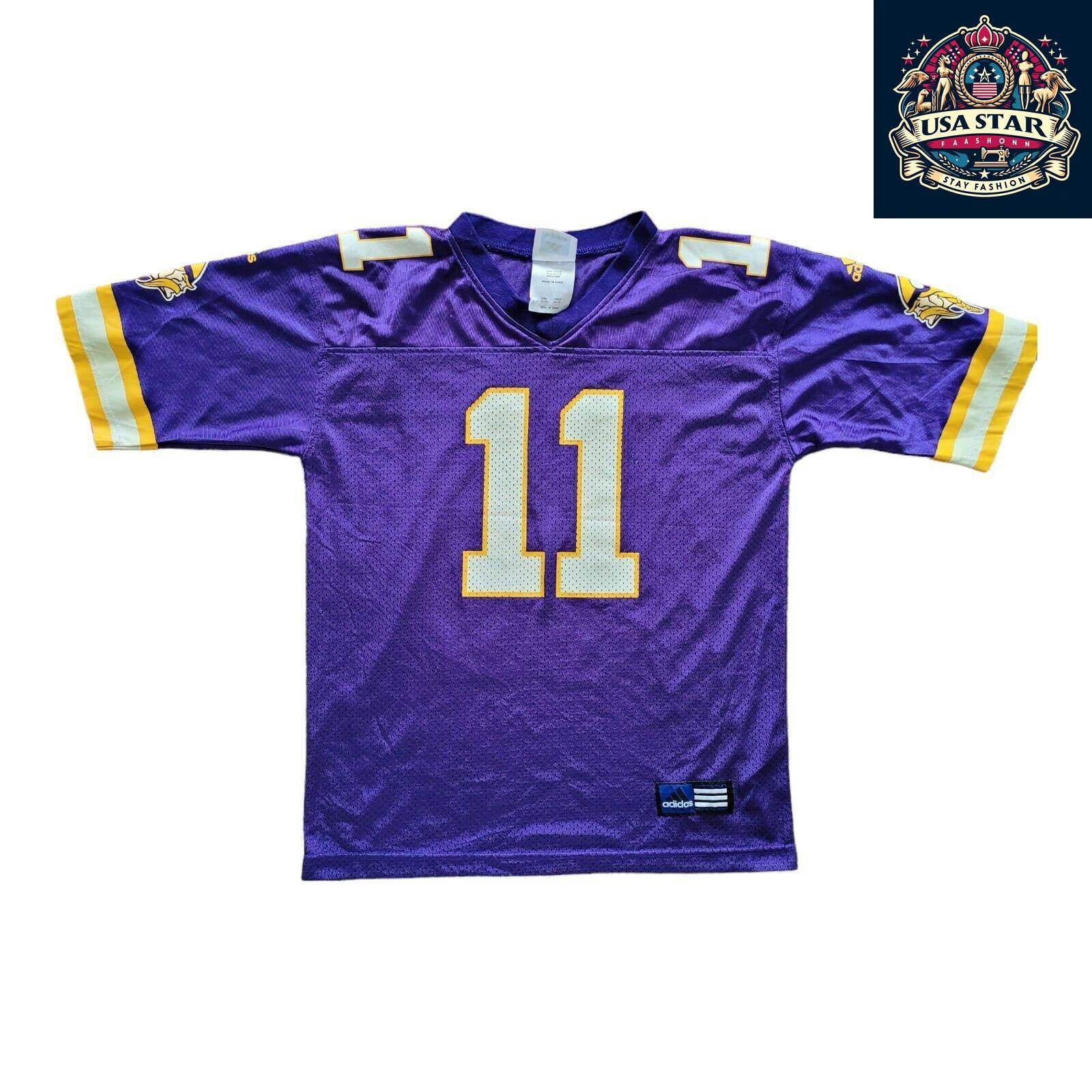 Adidas Daunte Culpepper 11 Minnesota Vikings Jersey Kids Purple Youth Size M (10 - 12) - USASTARFASHION