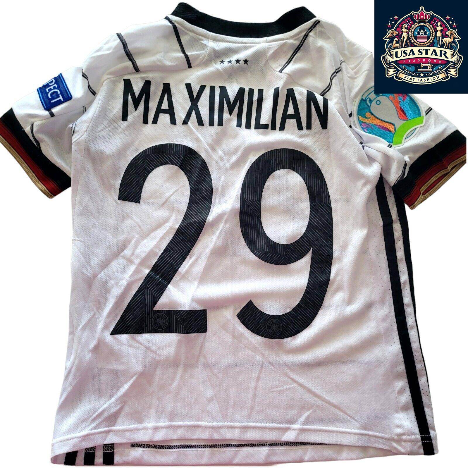 Adidas Germany Kids Soccer Jersey Maximilian 29 Youth Size 7 - 8Y White, 100% Authentic - USASTARFASHION