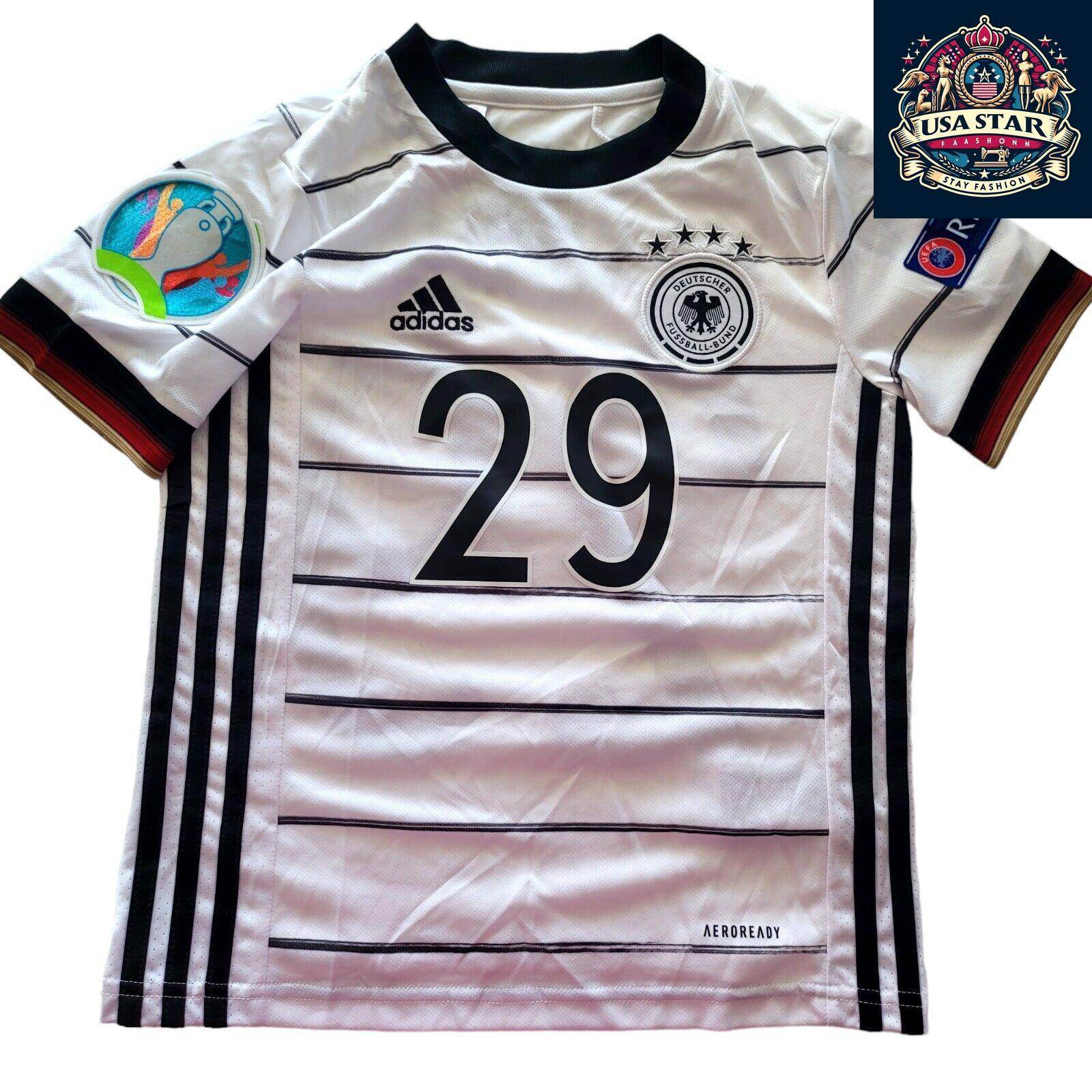 Adidas Germany Kids Soccer Jersey Maximilian 29 Youth Size 7 - 8Y White, 100% Authentic - USASTARFASHION