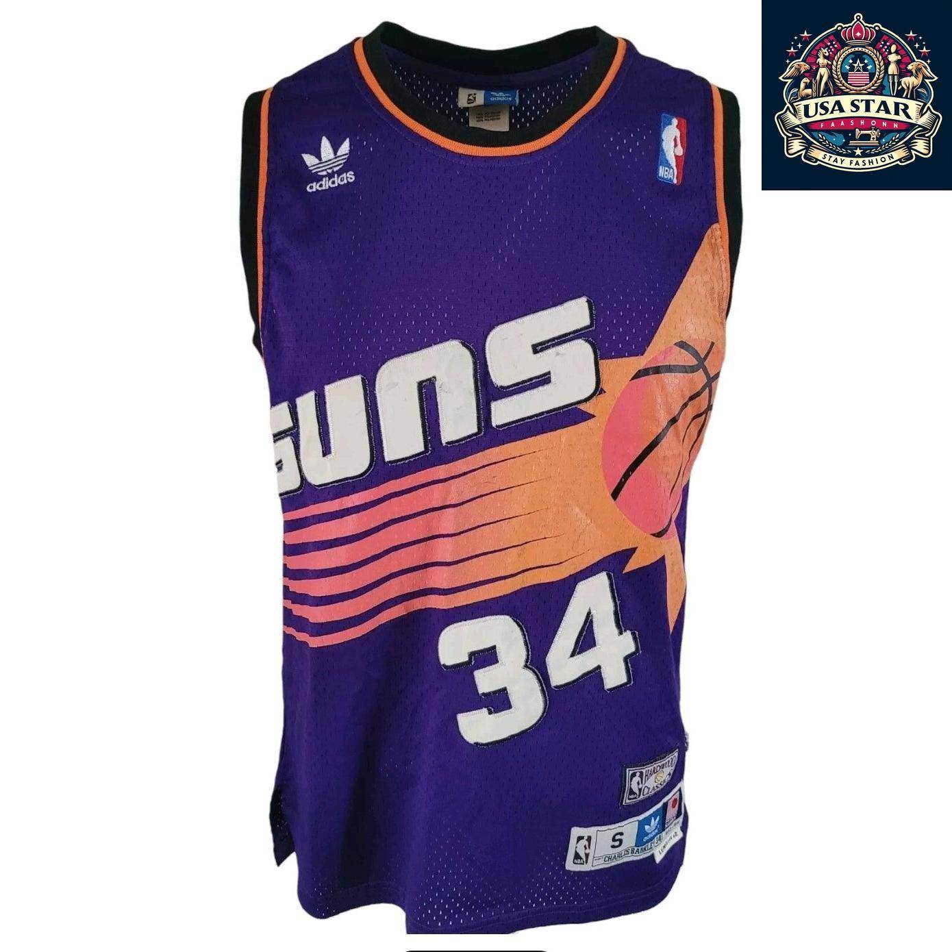 Adidas Hardwood Classics Phoenix Suns Jersey Charles Barkley 34 1993 - 1994 Men's Size S Purple - USASTARFASHION