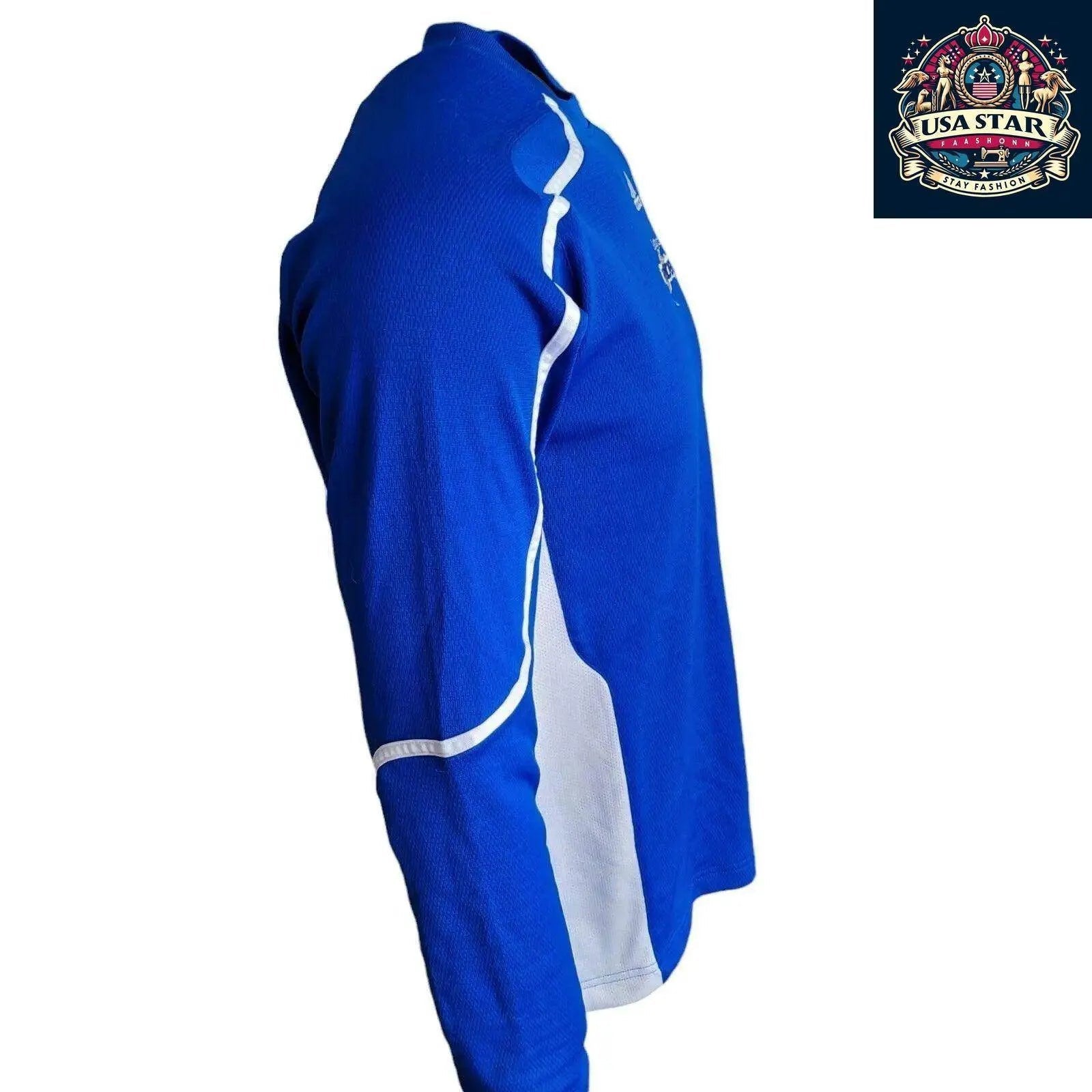Adidas Long Sleeve Jersey M - Algonquin Thunder Blue with Climalite Moisture - Wicking Fabric - USASTARFASHION