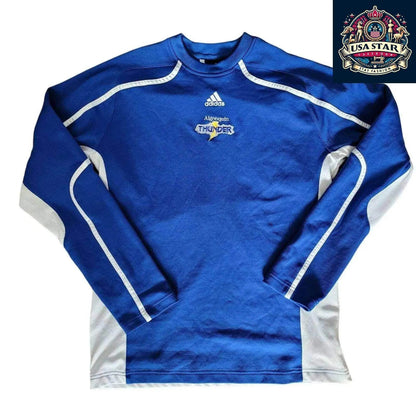 Adidas Long Sleeve Jersey M - Algonquin Thunder Blue with Climalite Moisture - Wicking Fabric - USASTARFASHION