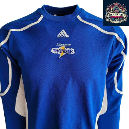 Adidas Long Sleeve Jersey M - Algonquin Thunder Blue with Climalite Moisture - Wicking Fabric - USASTARFASHION