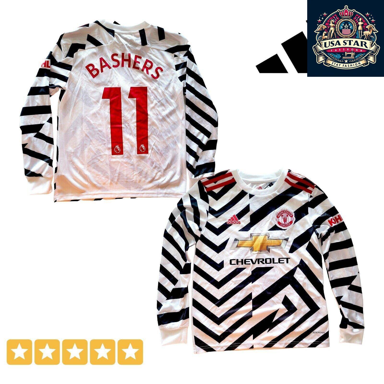 Adidas Manchester United 2020/21 Youth Medium Third Jersey - Custom "Bashers" 11, AEROREADY Tech - USASTARFASHION