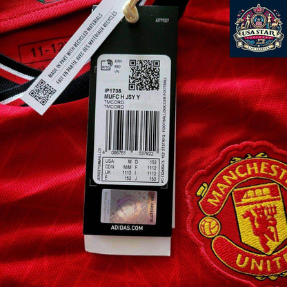 Adidas Manchester United Home Jersey 2023, Youth Size 11 - 12 Years, Moisture - Wicking, Eco - Friendly - USASTARFASHION