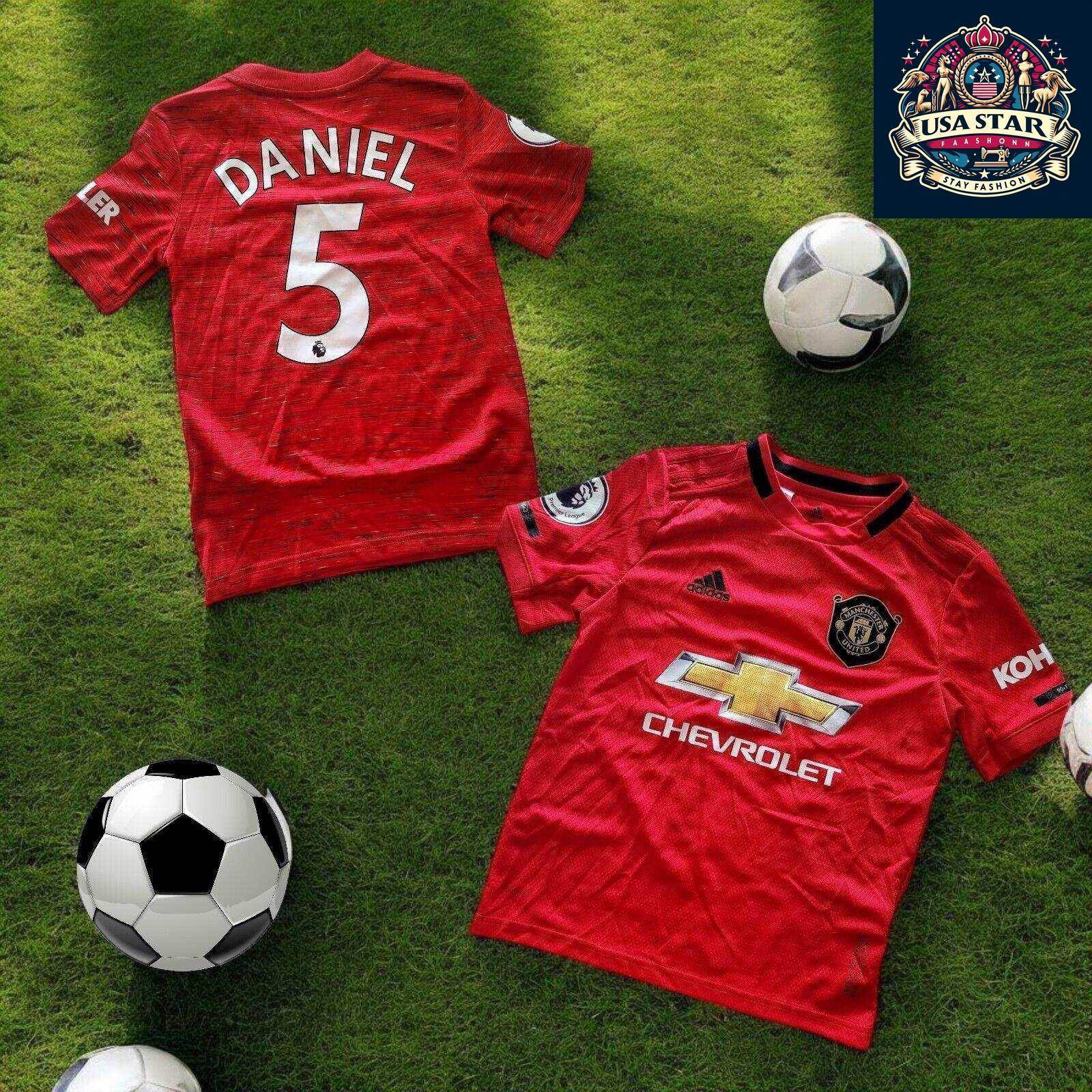 Adidas Manchester United Youth Home Jersey Size 9 - 10 Years Daniel 5 Red Soccer Shirt - USASTARFASHION