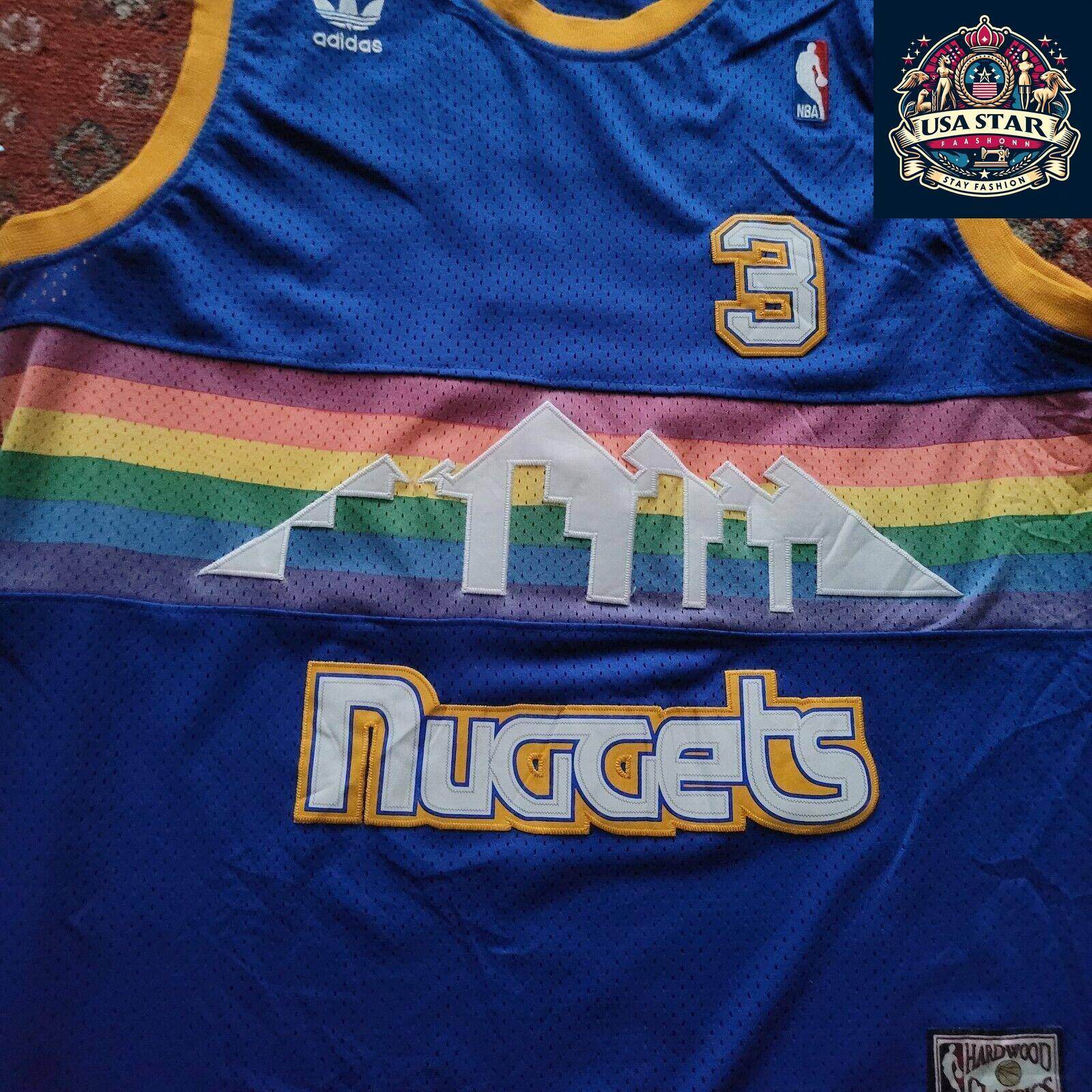 Adidas NBA Hardwood Classics 3 Allen Iverson Denver Nuggets Jersey XL Rainbow Vintage Authentic - USASTARFASHION