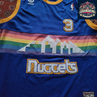 Adidas NBA Hardwood Classics 3 Allen Iverson Denver Nuggets Jersey XL Rainbow Vintage Authentic - USASTARFASHION
