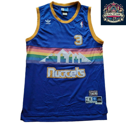 Adidas NBA Hardwood Classics 3 Allen Iverson Denver Nuggets Jersey XL Rainbow Vintage Authentic - USASTARFASHION