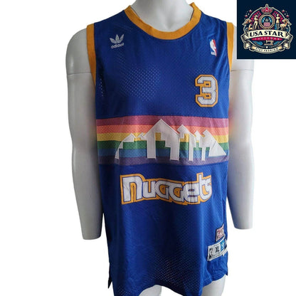 Adidas NBA Hardwood Classics 3 Allen Iverson Denver Nuggets Jersey XL Rainbow Vintage Authentic - USASTARFASHION