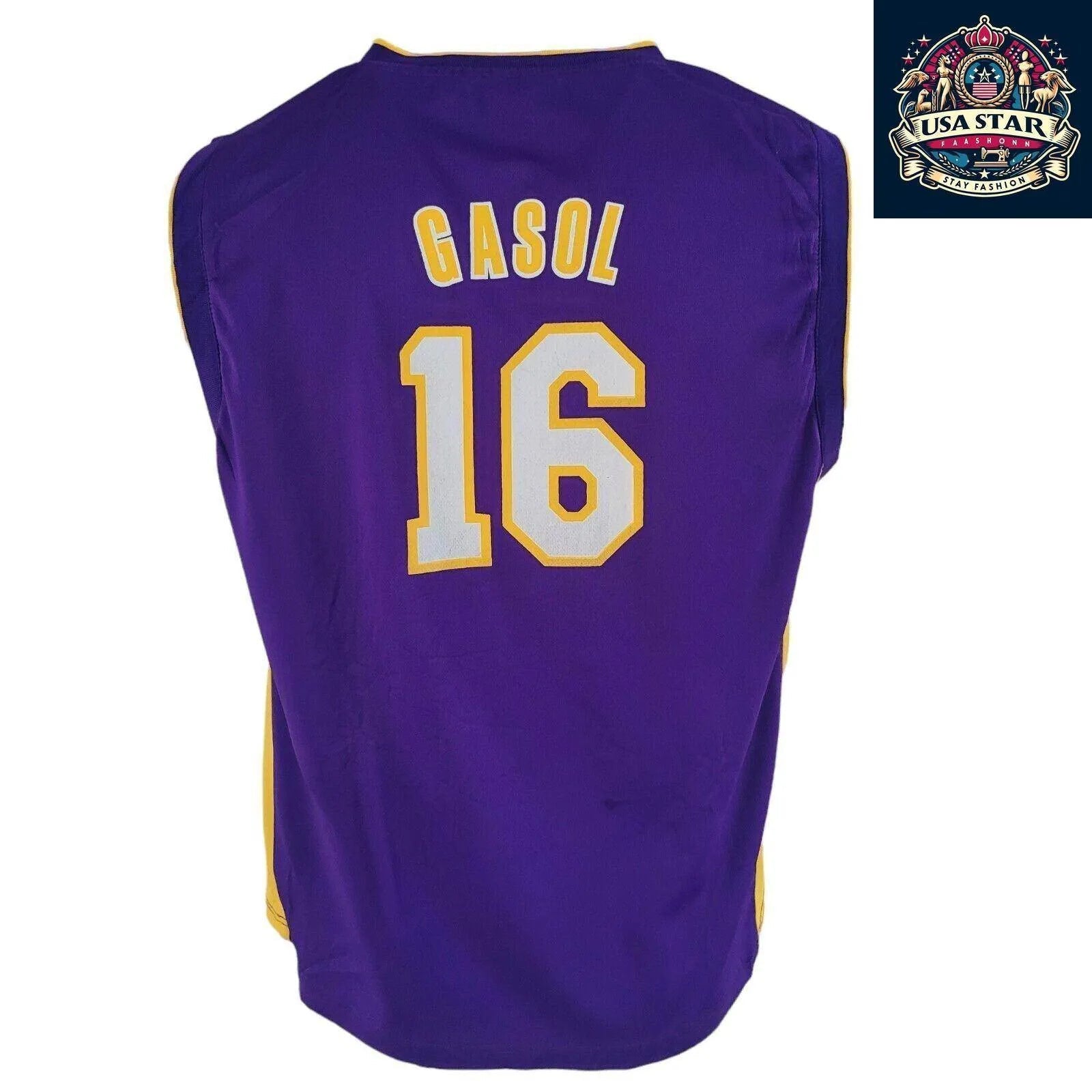 Adidas NBA Lakers Gasol No. 16 Purple Vest Jersey for Youth (18 - 20) & Adults S/M - USASTARFASHION