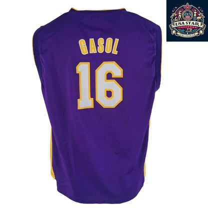 Adidas NBA Lakers Gasol No. 16 Purple Vest Jersey for Youth (18 - 20) & Adults S/M - USASTARFASHION