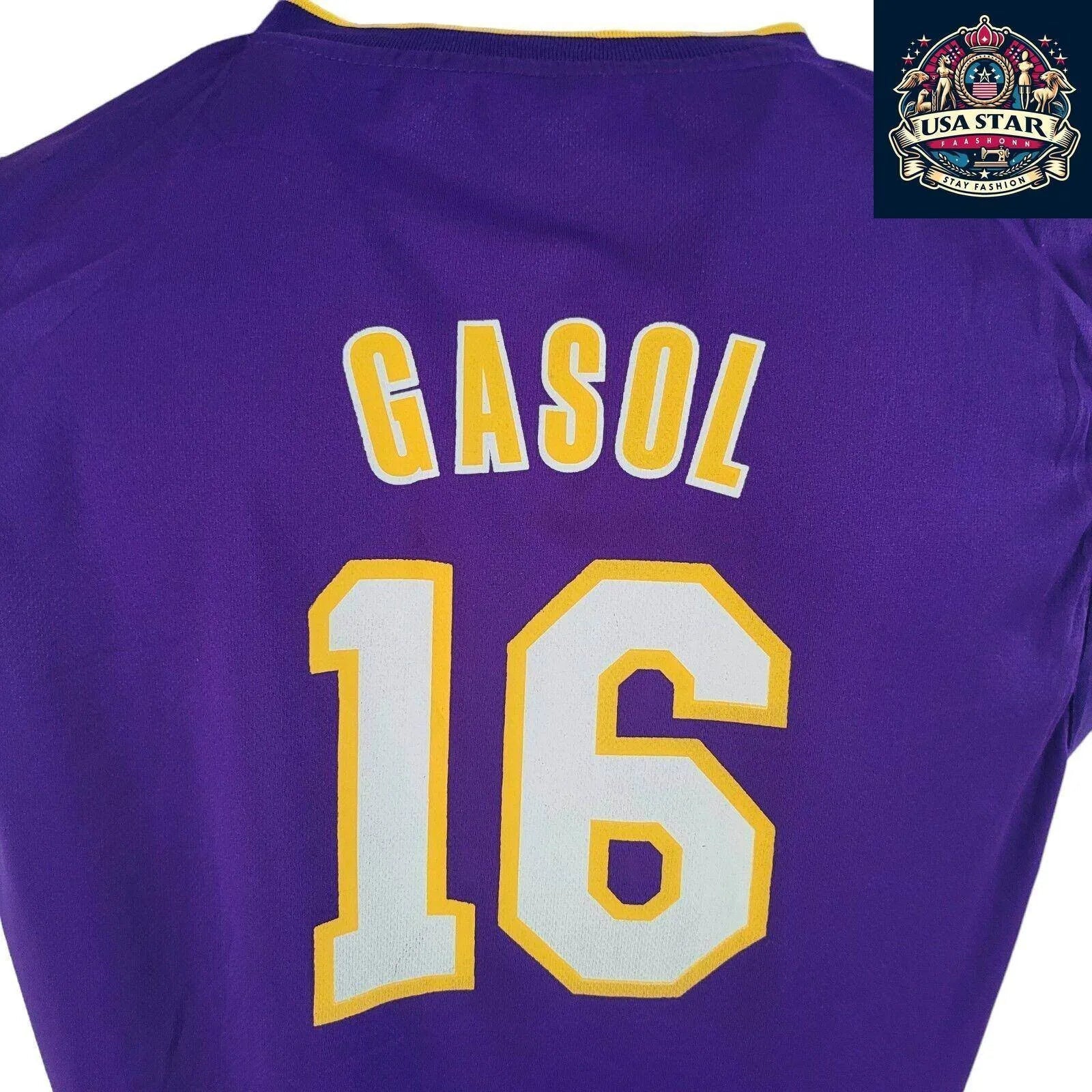 Adidas NBA Lakers Gasol No. 16 Purple Vest Jersey for Youth (18 - 20) & Adults S/M - USASTARFASHION