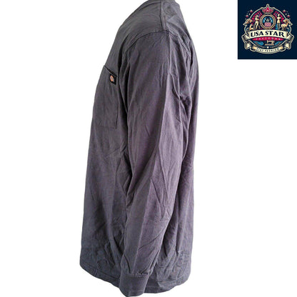 Authentic Dickies Long Sleeve Shirt for Men - XL Gray Cotton, Classic Logo, Comfortable Style - USASTARFASHION