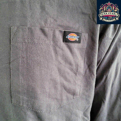 Authentic Dickies Long Sleeve Shirt for Men - XL Gray Cotton, Classic Logo, Comfortable Style - USASTARFASHION