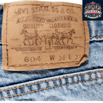 Authentic Levi's 604 Denim Shorts W34 L31 Light Wash Relaxed Fit Classic 5 - Pocket Style - USASTARFASHION