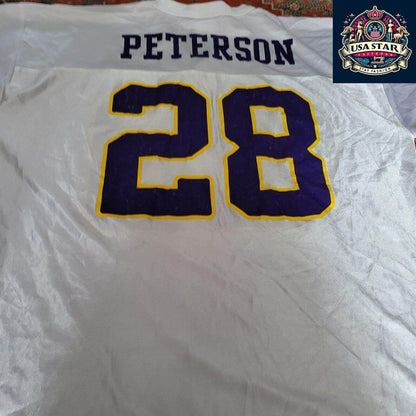 Authentic Minnesota Vikings Jersey XL - Peterson Name, 100% Polyester, Lightweight, moisture - wicking - USASTARFASHION