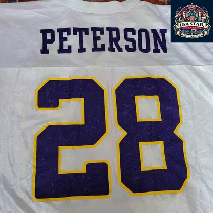 Authentic Minnesota Vikings Jersey XL - Peterson Name, 100% Polyester, Lightweight, moisture - wicking - USASTARFASHION