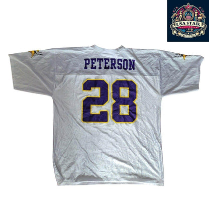 Authentic Minnesota Vikings Jersey XL - Peterson Name, 100% Polyester, Lightweight, moisture - wicking - USASTARFASHION