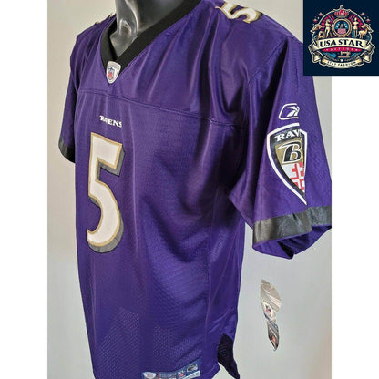 Baltimore Ravens Jersey Youth XL Flacco 5 Reebok Purple Durable Comfort High - Quality Fabric - USASTARFASHION