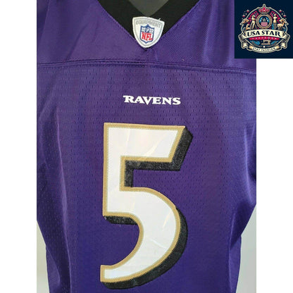Baltimore Ravens Jersey Youth XL Flacco 5 Reebok Purple Durable Comfort High - Quality Fabric - USASTARFASHION