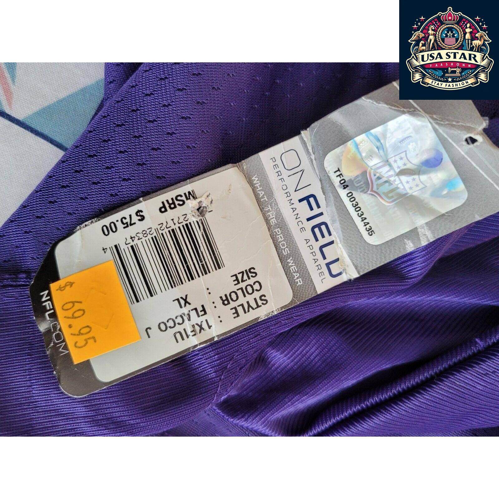 Baltimore Ravens Jersey Youth XL Flacco 5 Reebok Purple Durable Comfort High - Quality Fabric - USASTARFASHION
