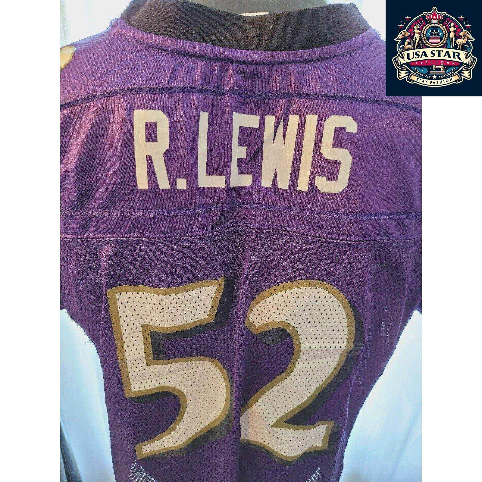 Baltimore Ravens Youth Jersey XL 52 Ray Lewis Reebok On Field Grade A Vintage Condition - USASTARFASHION