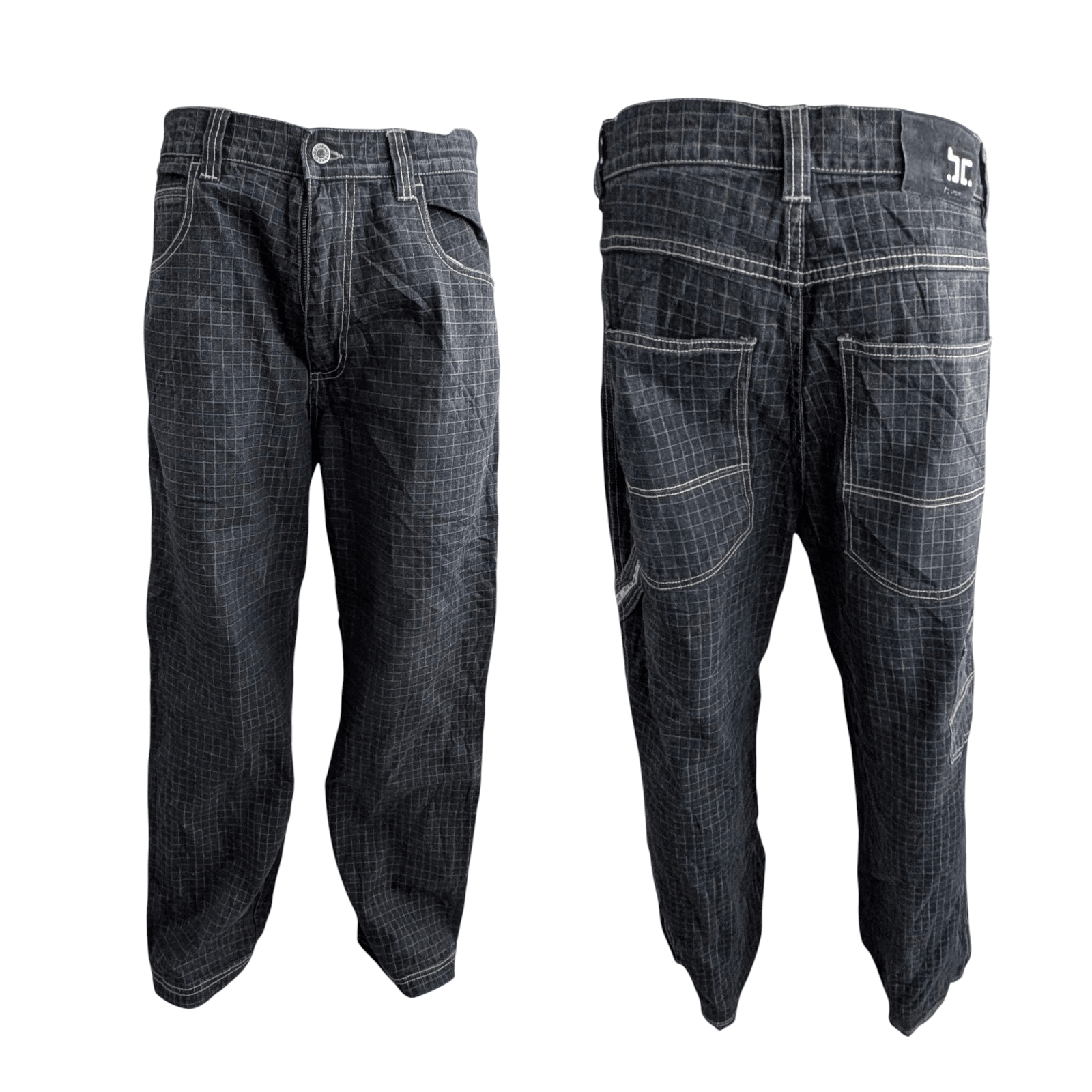 Barcode Grid Jeans W34 L32 Black Denim - USASTARFASHION