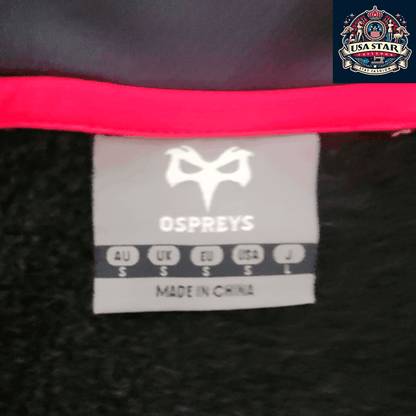 Blk Ospreys Rugby Hoodie - Men's Full Zip, Breathable, Durable Black, Size S - USASTARFASHION