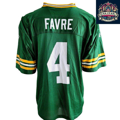 Brett Favre Jersey 4 Green Bay Packers - Size XL, 100% Polyester, Authentic NFL Gear - USASTARFASHION