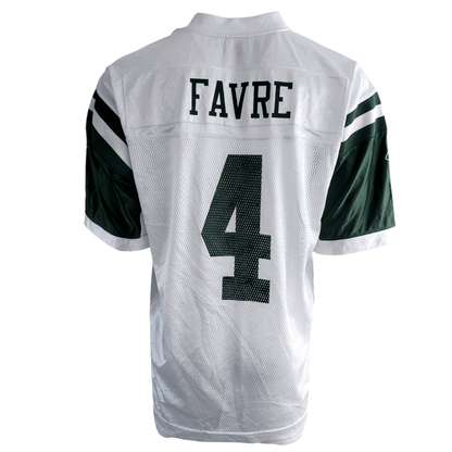 Brett Favre New York Jets 4 Jersey Reebok Men’s Large L NFL Authentic White Green Excellent Condition - USASTARFASHION